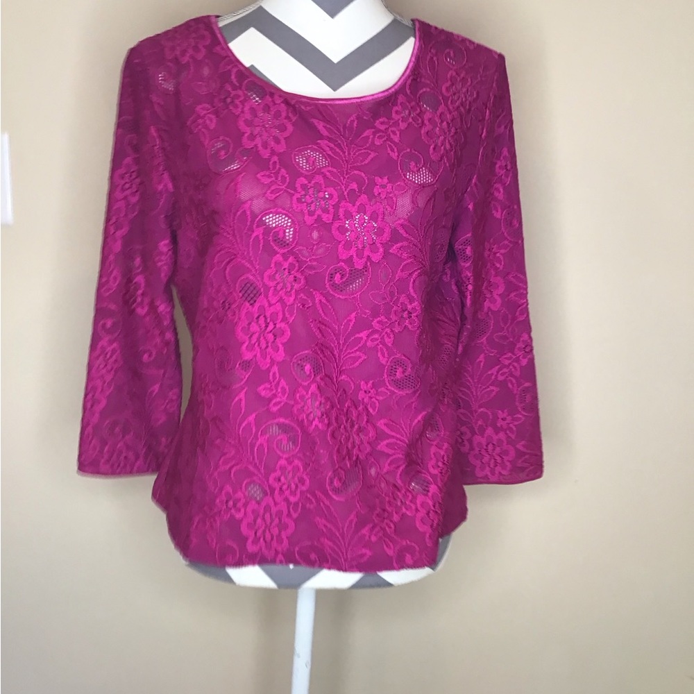 Della Moda Lacey Look Three Quarter sleeve Top